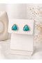 Turquoise Stone Look Triangle Rose Gold Women's Steel Earrings – Casual and Stylish Design - 2