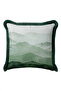 Landscape Mountain Motif Fringed Pillowcase - Akvarel Nature Boho Green Black Tasseled Throw Pillow Cover - 2