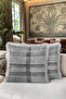Plaid Silver Stylish Fringed Pillowcase - Abstract Geometric Scandinavian Grey Cream Tufted Throw Pillow Cover