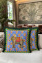 Exotic Elephant Motif Fringed Pillowcase - Oriental Bohemian Blue Green Black Tassel Throw Pillow Cover - 4