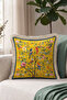 Exotic Bird Flower Garden Fringe Pillowcase - Botanical Navy Blue Cream Tufted Throw Pillow Cover - 6