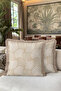 Art Deco Geometric Patterned Fringed Pillowcase - Eclectic Beige Cream Mink Tassel Throw Pillow Cover - 3