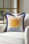 Bohemian Italian Soleil Sun Fringed Pillowcase - Retro Yellow Blue Navy Tassel Throw Pillow Cover - 6