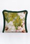 Tropical Floral Botanical Fringed Pillowcase-Natural Green Gray Tassel Throw Pillow Cover with Dragonflies