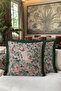 Floral Patterned Bird Motif Fringed Pillowcase-Romantic Garden Boho Navy Blue Tassel Throw Pillow Cover - 4
