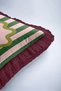 Retro Striped Cherry Motif Fringed Pillowcase - Bohemian Pink Green Burgundy Tassel Throw Pillow Cover - 8