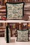 Exotic Jungle Motif Fringed Pillowcase-Bird Garden Bohemian Blue Green Gray Tassel Throw Pillow Cover - 3