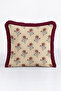 Floral Patterned Elegant Classic Fringed Pillowcase - Ottoman Bohemian Beige Burgundy Tassel Throw Pillow Cover - 4