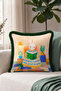 Cute Rabbit Figured Fringed Pillowcase - Illustrative Beige Green Black Tassel Throw Pillow Cover - 4