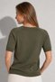 Women's Crew Neck Short Sleeve Openwork Detailed Knitwear Blouse 1550 Khaki - 2
