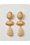 Stone-Looking Gold Dangle Hoop Women's Earrings - 2