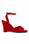 Julia Red Suede Genuine Leather Ankle Strap Wedge Heeled Shoes