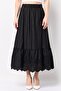 Women Eyelet Midi Skirt, Black