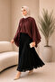 Lined Oversize Spanish Sleeve Detailed Voile Blouse - Dark Burgundy - 2
