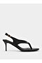 Black Plain Thong Toe Stiletto Heel Sandals