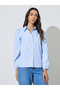 Blue Grid Puff Sleeve Buttoned Shirt - 3