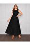 Women's Black Zero Sleeve Long Voile Dress 4386