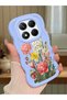 Redmi Note 14 Pro 4g Compatible Case Camera Protector Blue Silicone Couple Phone Case Floral Pattern