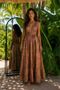Dried Rose Color Halter Neck Open Back Silk Dress - 2