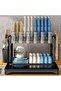 Dish Drying Rack, 2 Tier Large Dish Drying Rack for Kitchen Counter with Drainboard Stainless Steel Dish Drainer for Dish/Knifes/Cup/Cutting Board, Black - 2