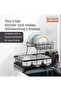 Beram Dish Drying Kitchen Rack, Stainless Steel 2 Tier Stand, Counter Organization with Drainboard, Utensil Holder, Rust-Resistant, Black - 2