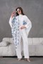 Women's Floral Embroidered Kimono Top and Bottom Set