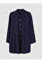 Lcw Modest Navy Blue Lace-Up Women's Shirt Tunic