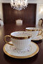 Florry Gold Gilded Embossed Porcelain Turkish Coffee Cup Set of 2 90 Cc