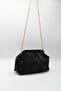 Women's Black Suede Black Clutch Portfolio Chain Cross Strap Hand and Shoulder Bag - 3