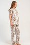 Women's Front Buttoned Short Sleeve Ecru Pajama Set C8T8N1215 - 3