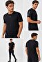 Men's Black-White Sports T-Shirt - Breathable Stretch Fabric Casual Training Top - 2