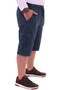 Men's Oversized Jeans Suitable for Weight Ranges 115-176 Kg, Lycra Long Jeans with Cargo Pockets Below the Knee, Capri Navy Blue - 4