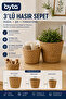 Set of 3 Wicker Baskets Natural Hand Knitted Decorative Organizer Storage Basket