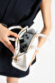 White Women's Crossbody Hand and Shoulder Bag with Gold Accessories - 3