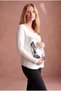 Maternity Ecru Cotton Crew Neck Long Sleeve Gold Print Detailed T-Shirt Charlee - 3
