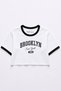 Women's Crop T-Shirt Brooklyn Printed Oversize Relaxed Fit Basic Short Tshirt - Black/White - 3