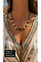 Bohemian Ethnic Design Women's Necklace with Natural Stone Agate, Jade, and Turquoise Detailing