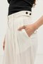 Ecru Linen Blend Pleated Women's Trousers - 6