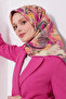 Patterned Cotton Silk Scarf Ls2203 14-Ecru-Pink-Yellow