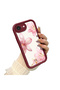 iPhone 17E Compatible Case Camera Protector Burgundy Silicone Couple Phone Case Floral Pattern - 3
