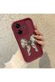 Xiaomi Redmi 13 Compatible Case Camera Protector Claret Red Silicone Couple Phone Case Bow Tie Pattern - 2