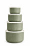 Set of 4 Round Storage Containers Striped Green |   2.5L 1.5L 0.80L 0.45L |   Microwave and Freezer Compatible - 6