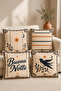 Throw Pillow Cover Set of 4 Buona Notte, Bird Sun Moon Olive Pattern Decorative Pillow Covers 43X43 cm