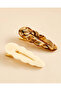 Women Gold And Brown Hair Clips Set 2 Pieces