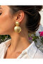 Textured Gold Round Dangle Earrings Modern Design Suitable for Daily and Special Occasion Combinations - 8