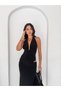 Women's Black Waist and Back Cut-Out Bodycon Long Dress - 3