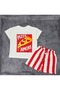 Girls' and Boys' Joyful Pizza Themed Cotton Summer T-Shirt Shorts Set 2-8 Years - 5