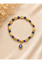 Gold Detailed Handmade Bracelet with Evil Eye Beads, Adjustable Women's Bracelet, Elastic Bracelet with Evil Eye Beads