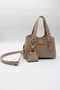 Women's Beige Crossbody Hand and Shoulder Bag with Front Accessory Detail and Charm Accessory - 4