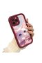 iPhone 13 Pro Compatible Case Camera Protector Burgundy Silicone Couple Phone Case Cat Pattern - 2
